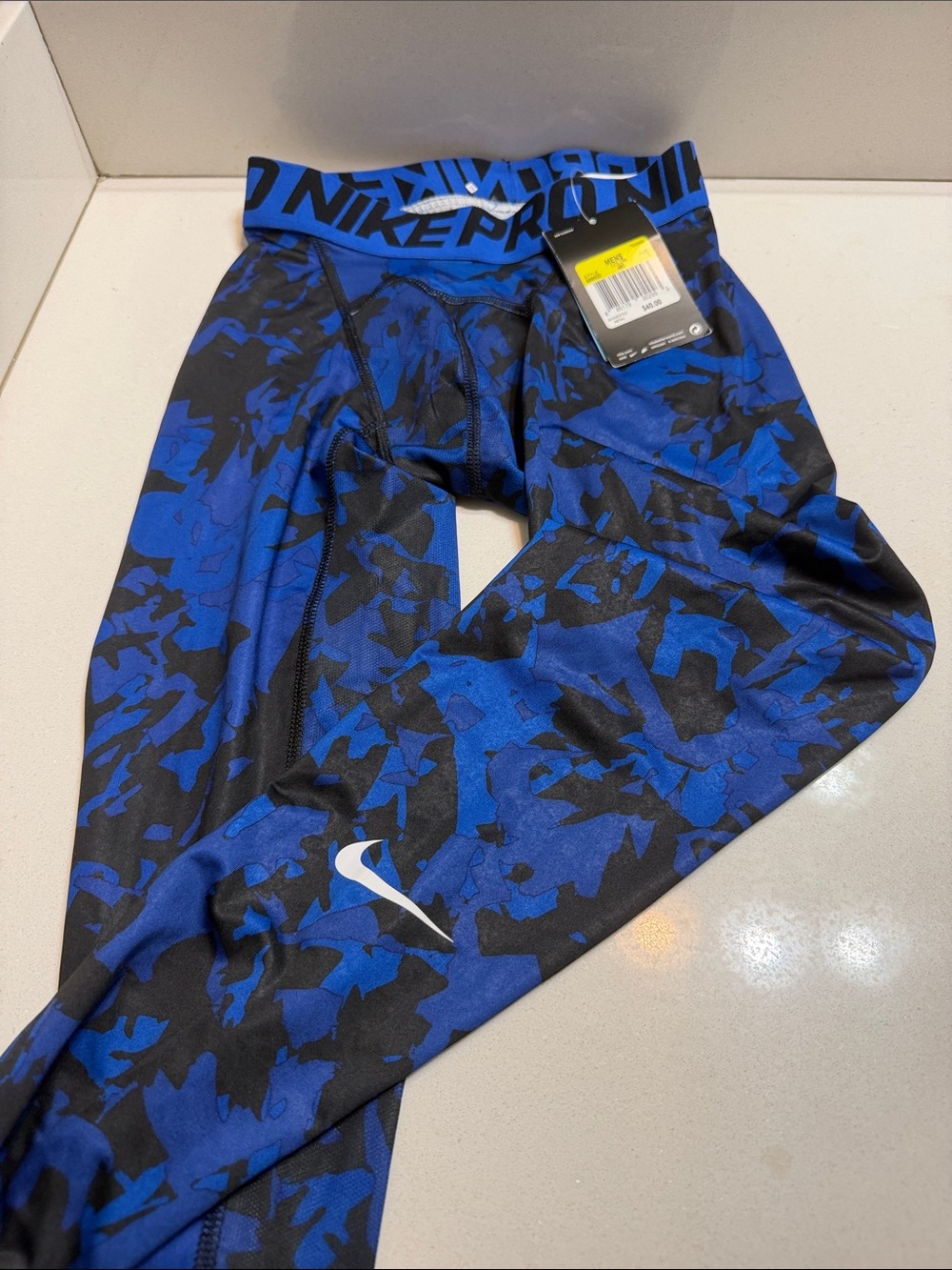 Nike mens Blue & Black graphic Compression Leggings